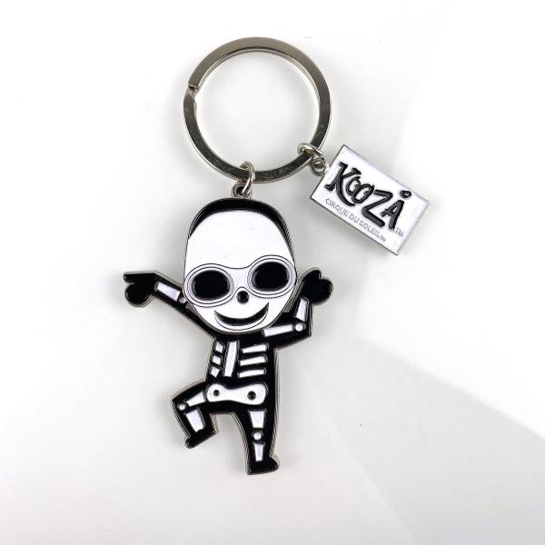 Soft Enamel Zinc Alloy Keychain With Movable Skull Design For Circus-Inspired Promotion And Oversized Round Glasses