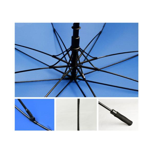Bule Windproof Golf Umbrellas Carbon Fibre Black Metal Ribs For Promotion