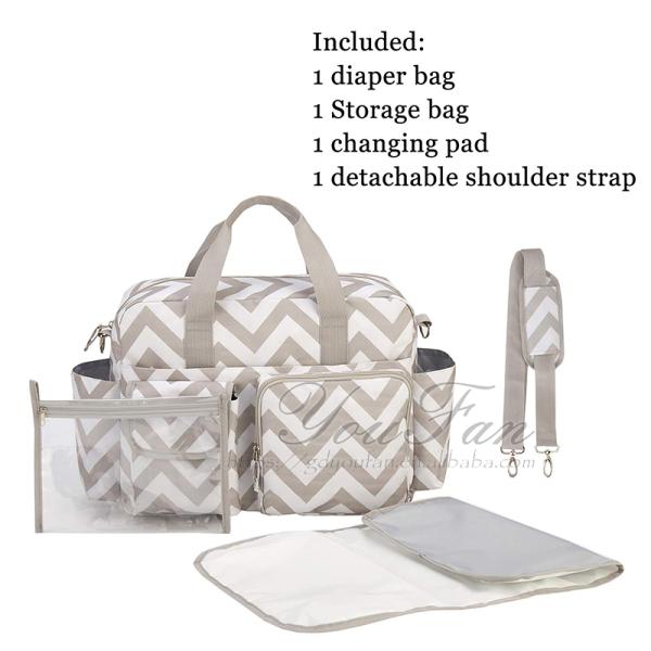 Waterproof Diaper Shoulder Bag Travel Stripe Diaper Handbag