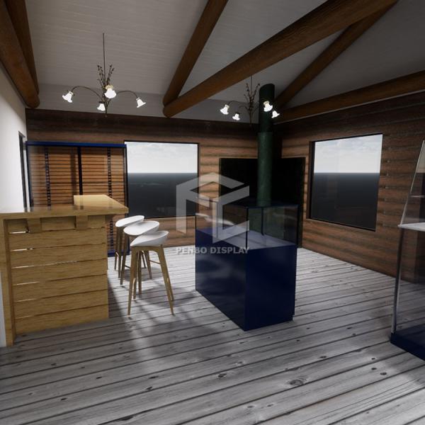 ODM Glass Vapor Shop Furniture Display With T4 LED Lighting