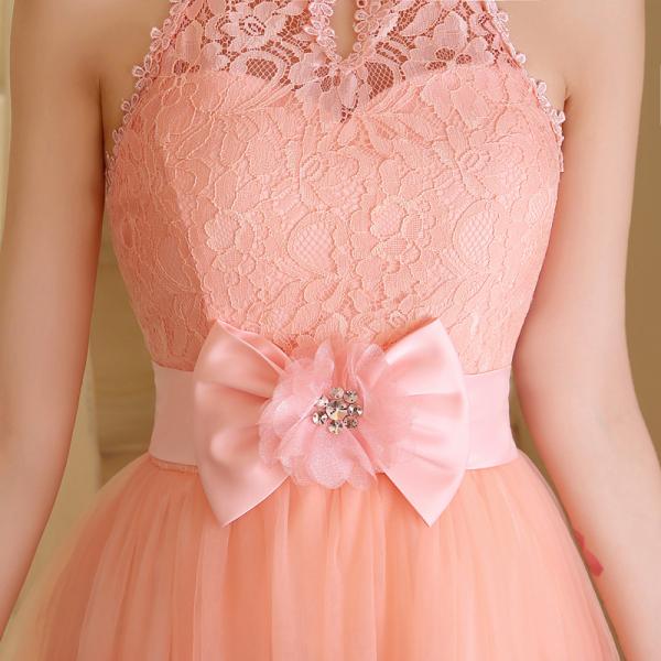 New Short Halter Champagne Purple Bridesmaid Dress Bride Strapless Lace Rose Dress