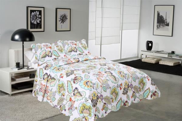 Big Cockscomb Flower Quilted Bed Covers , Full Size Bed Quilt Sets With ISO9001 Certification