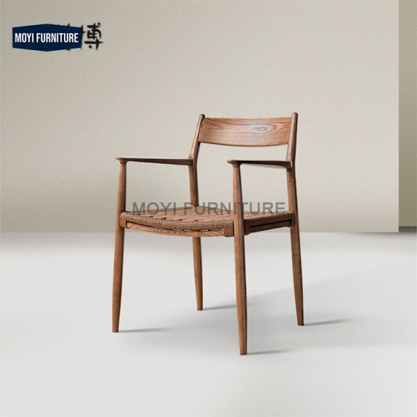 MOYI Ash rattan chair dining mid century antique rattan dining chair