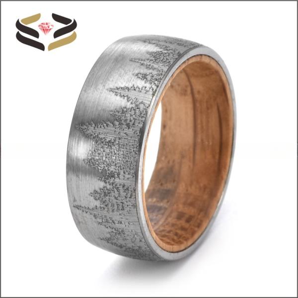 Anillo de madera de bosque para hombre, personalizado, con forro de madera de 8 mm, certificado de tasación de terceros