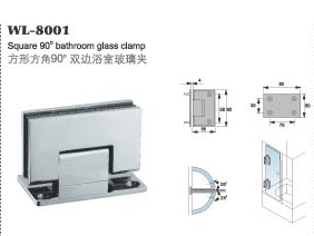 90 degree double pack heavy duty stainless steel glass clamp & glass door hardware for shower door WL-8001