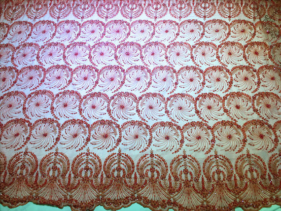 Ткань шнурка кристаллической вышивки цветка вышитая бисером Бридал для ширины платьев свадьбы 125км