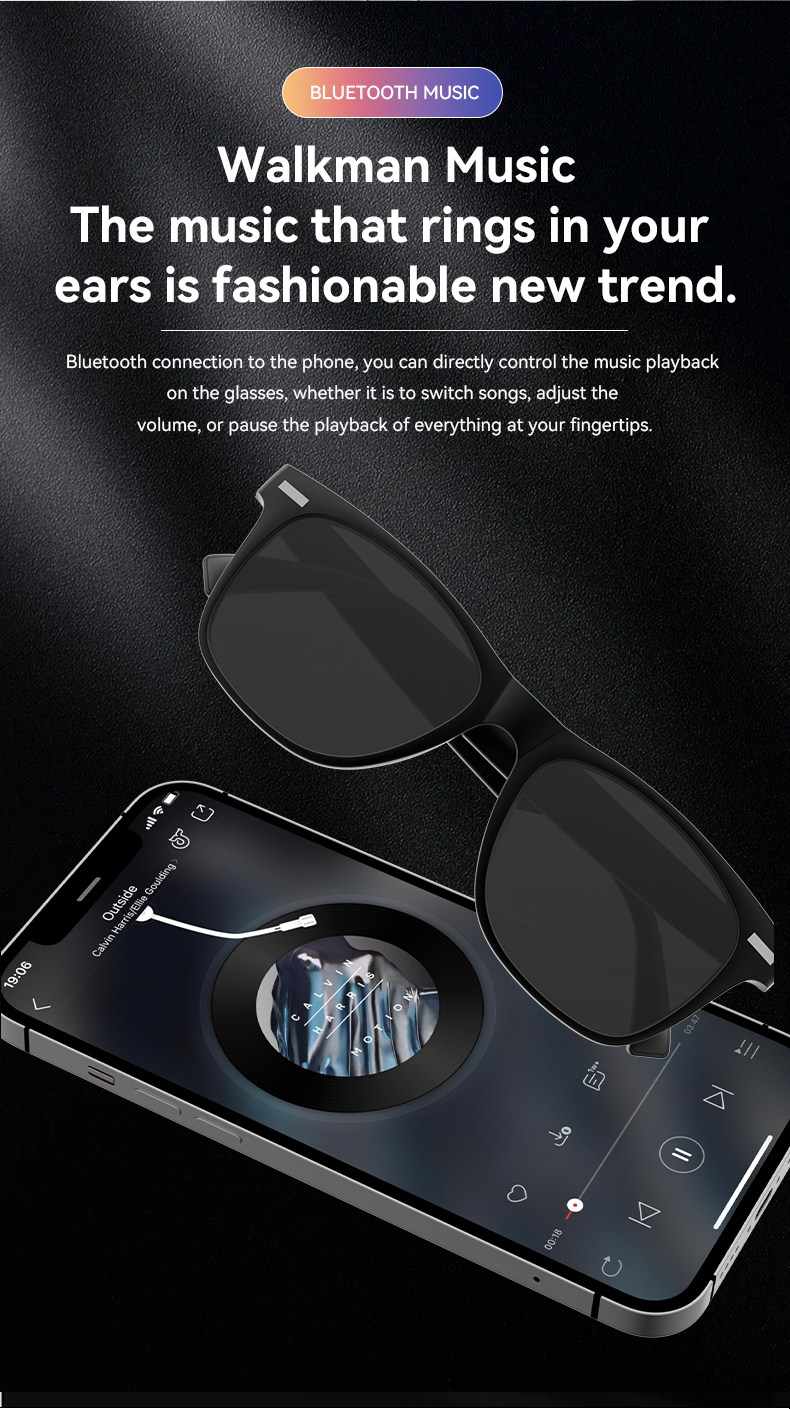 SHUNXIANG D13 Smart Glasses Wireless Audio Semi-open Stereo Surround Sound BT 5.3 Multi-function Call Voice Touch Photo