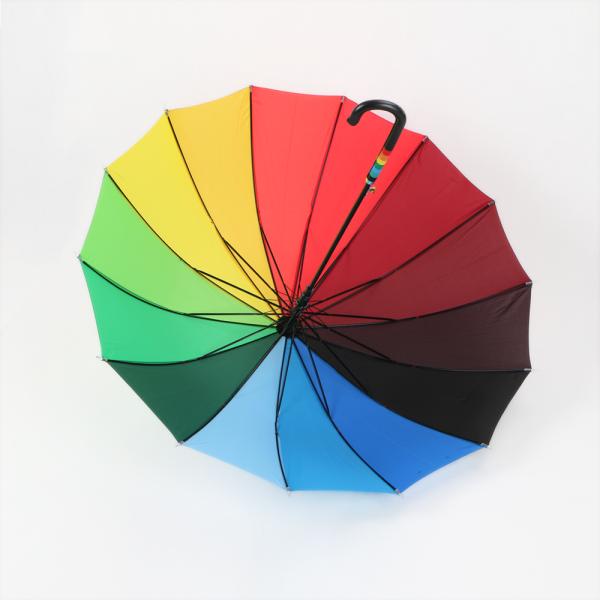 23 Inch Rainbow Golf Umbrella , Automatic Open compact Umbrella With Hook Handle