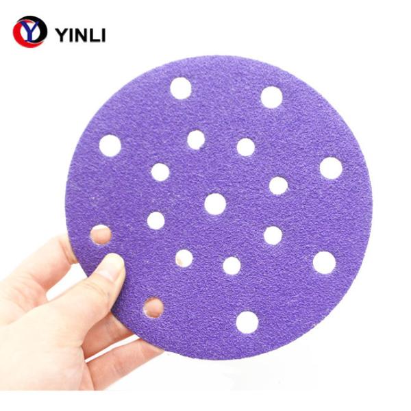 Ceramic 6 Inch Hook And Loop Sanding Discs 60 Grit With 17 Hole