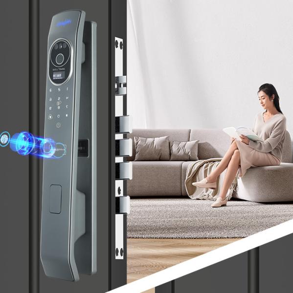 Glomarket Tuya Wifi Door Lock Smart 3D Facial Finger Vein Recognition Built-in Screen with Cat's Eye Rechargeable Batter