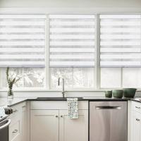 100% Polyester Semi-fenêtre Noir Jacquard Zèbre Tissu de remplacement Roller Blinds Ombres volets Crème solaire Zèbre Tissu