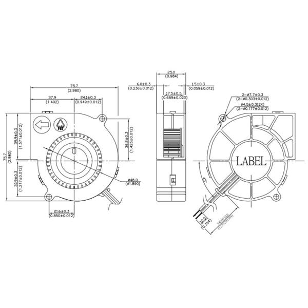 Industrial Equipment DC Brushless Fan 24V Plastic Material 3500/4500rpm Speed