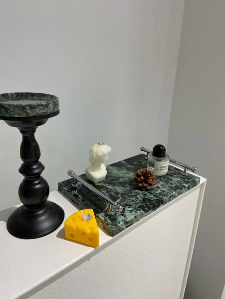 Pradas Verde bandeja de la vanidad de mármol verde rectangular con superficie pulida