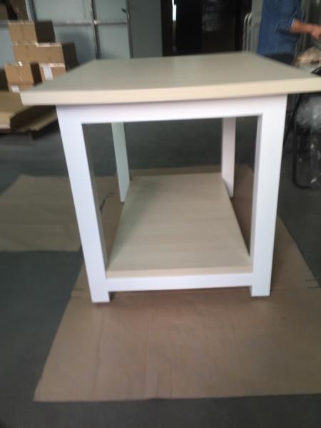 Eco Friendly Retail Wooden Display Table With Lower Shelf Smooth Finish AT-0173