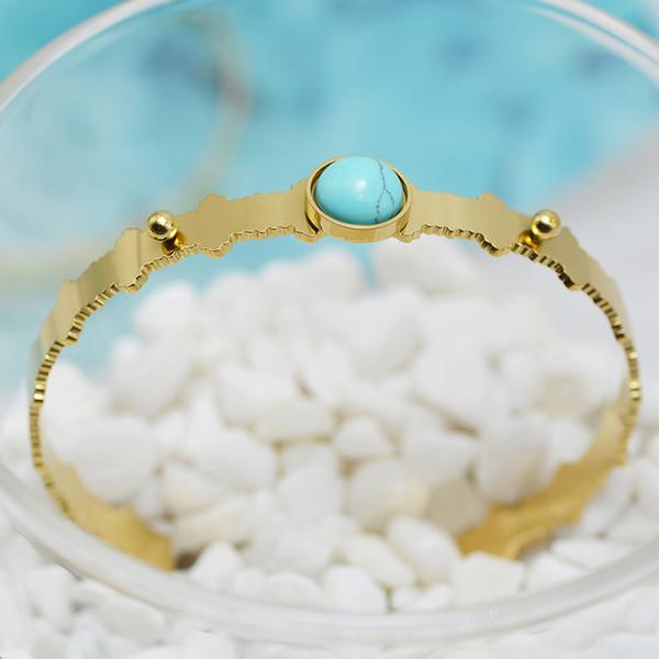 Естественное каменное золото бирюзы 18K покрыло Bangles для женщин регулируемых