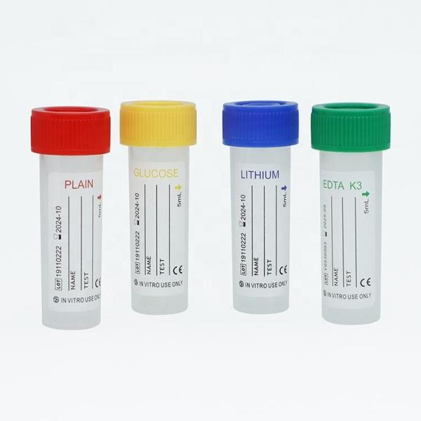 Medical Plastic Blood Collection Tube Non Vacuum K3 Edta Tube With Screw Cap 2.5ml 5ml