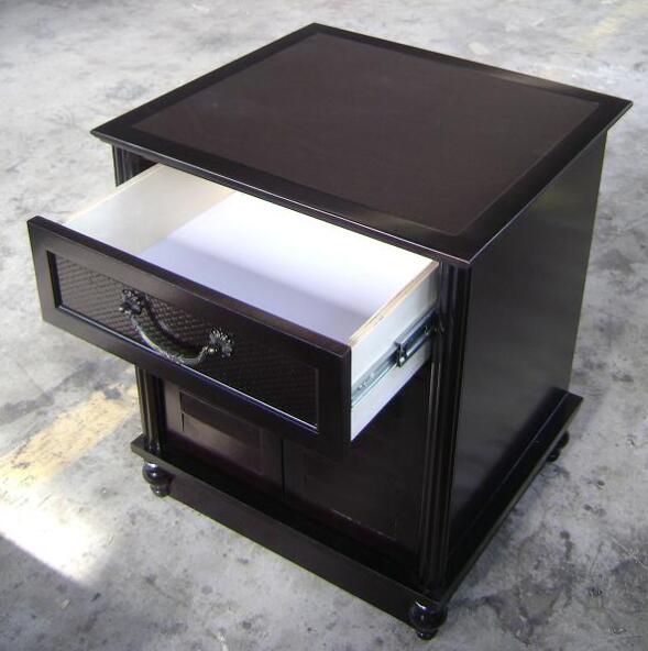 HPL Top Dark Wood Nightstand With Drawers , Narrow Bedside Table Night Stand