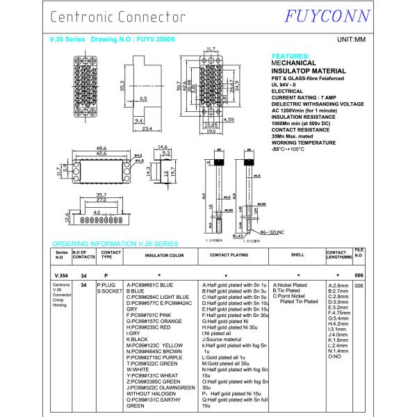 Мыжской разъем снабжения жилищем Crimp V.35 с раковиной металла для Etherlink