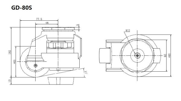 EDL 50kg-1000 Kg Caster Wheels , Threaded Leveling Castor Wheels GD Series GDS
