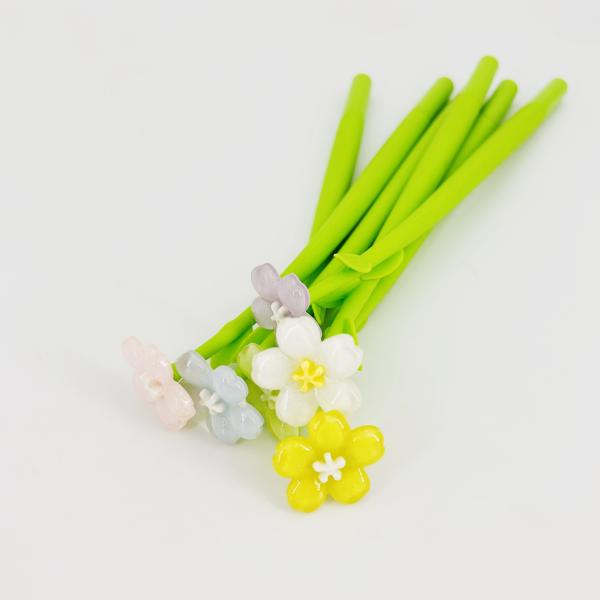 Promotion Creative Acrylic Crystal Daisy Flower Silicone Neutral Pen For Gift
