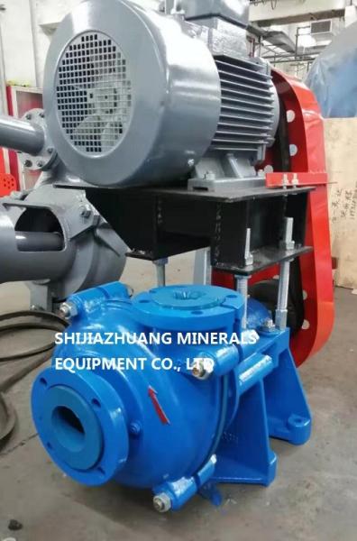 3 / 2 C r Rubber Lined Slurry Pumps Siemens Electric Motor Connected By Belts & Pulleys
