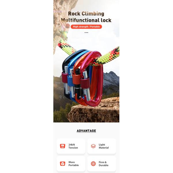 Gancho de escalada Equipo esencial Durable Ligero Perfecto para aventuras de escalada en roca
