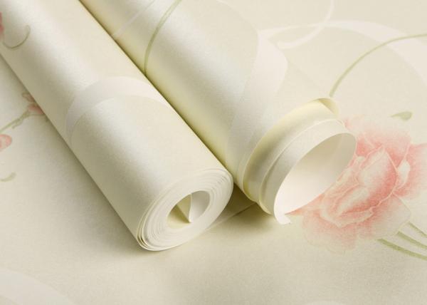 Beige Floral Pattern Country Style Wallpaper / Non Woven Wallcovering Waterproof