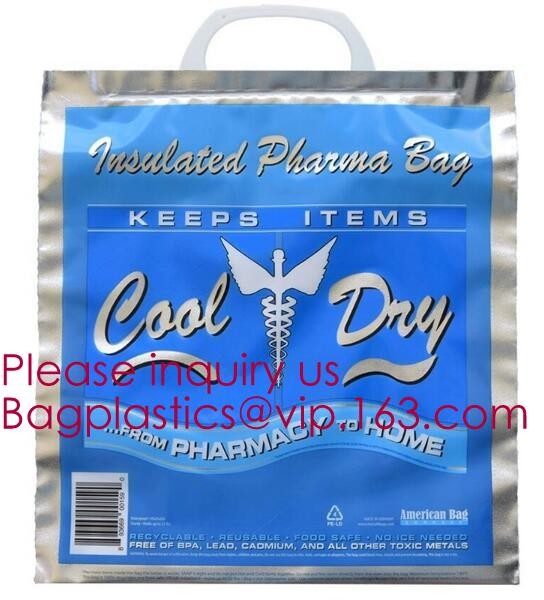 Custom Packing Aluminum Foil Zip-Lock Grocery Handle Thermal Insulation Cooler Bag For Outdoors,Promotional Insulated La