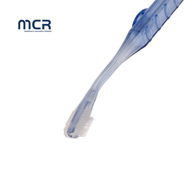 Medical Suction Toothbrush with Silicone Bristles Suction Hole and Transparent Handle for Oral Care