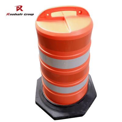 Highly Cost-effective HDPE Reflective Road  Drum Warning Barrier For Traffic Safety