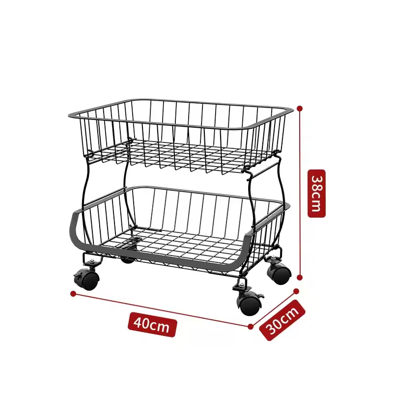 Custom Large Capacity Multi Tier Rolling Shelf Stackable Kitchen Use Fruit Vegetable Cart with Wheels