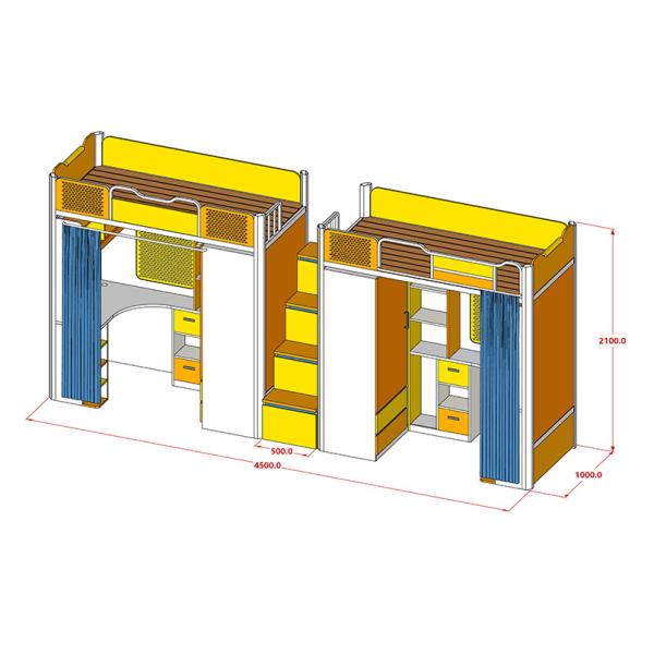 Мебель для гостиниц Металлическая одноместная студенческая двухместная студенческая железная спальня с шкафом и столом