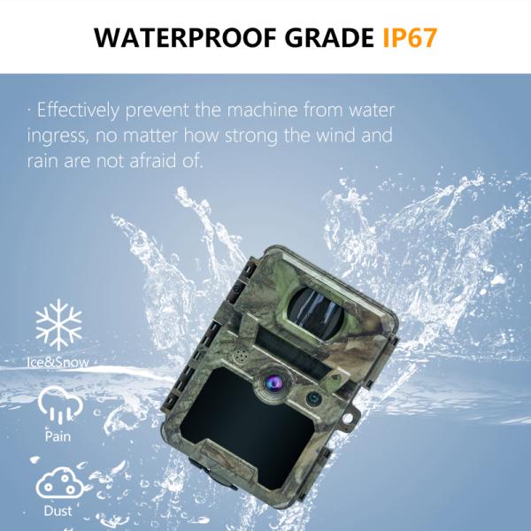 ミニワイヤレス野生生物偵察カメラ 30MP カモフラージュ IP66 防水とPIR 狩猟とセキュリティ機能