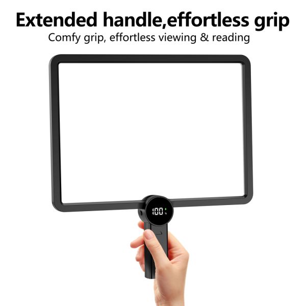 Horizontal Square LED Magnifier with Stepless Dimming, Battery Display, and Magnetic Detachable Lens for Hands-Free Use