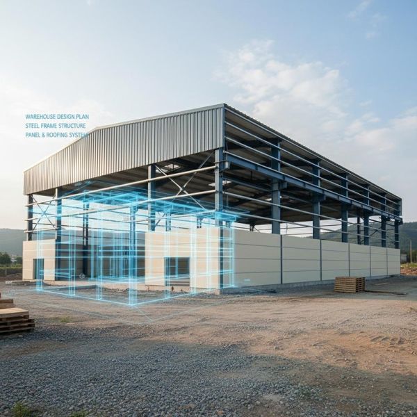 Wind Load 0.35 kN/m² Earthquake Resistance Grade 8 Galvanized Steel Structure Warehouse with Customized CAD Design