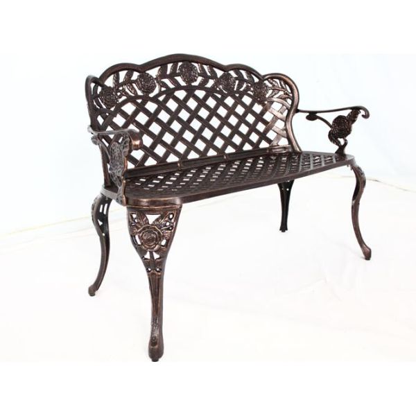 Modern Aluminum Patio Garden Bench Loveseats Park Yard Furniture Decor Cast Aluminum Frame