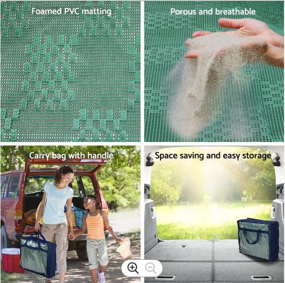 Нескользящий 600 гсм ПВХ наружной кемпинговый коврик для караванного парка