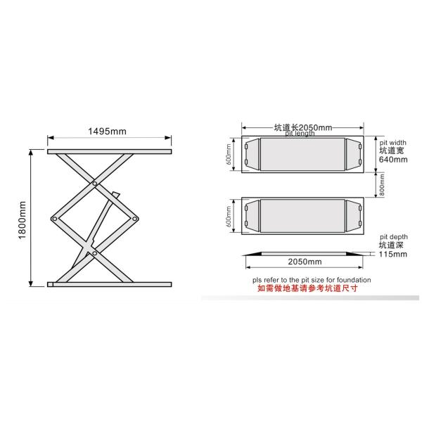 Top Quality Hydraulic Car Lifts Ultrathin Design Scissor Car Lift 3200kg/1800mm