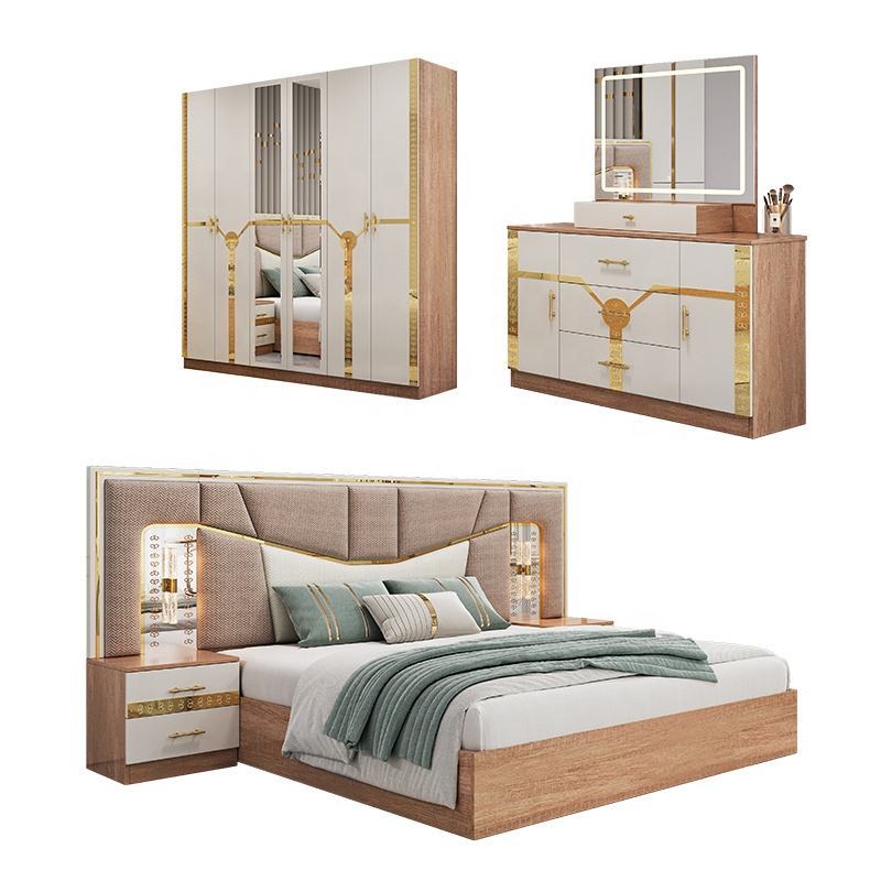 Meuble De Chambre Modern Bedroom Furniture Set king Size Bed Wooden Frame Luxury Home Complete Turkish Furniture Bedroom Sets