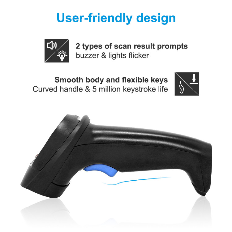 Handheld 2D читатель кода USB 1D QR оружия штрихкода связанный проволокой блоком развертки со стойкой