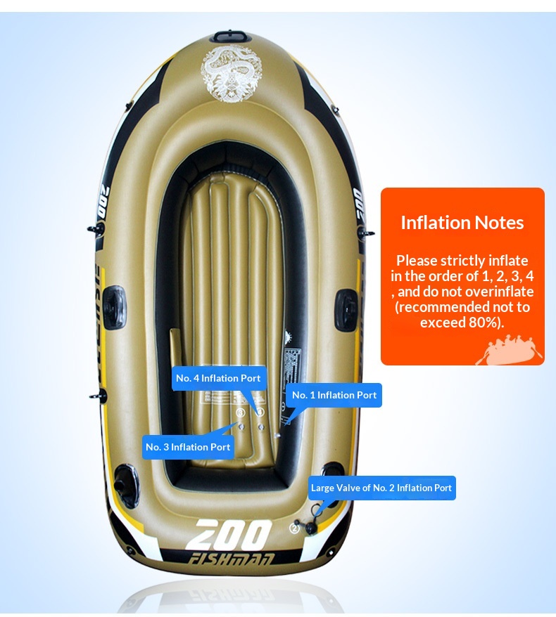 New Thickened Inflatable Kayak Rubber Dinghy Fishing Boat Air-Cushion Craft Lifeboat Outdoor Watercraft 480L Capacity 2-5