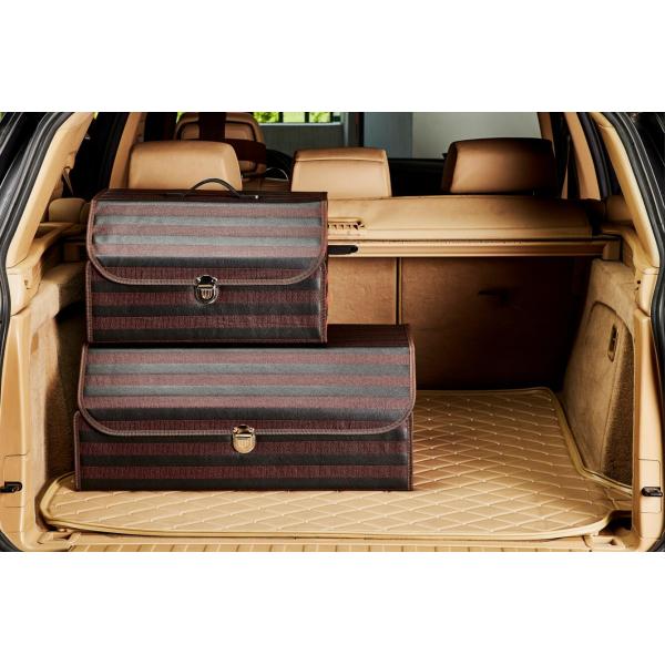PU Wooden Black Auto Storage Organizer , Trunk Storage Organizer 50 * 32 * 30cm
