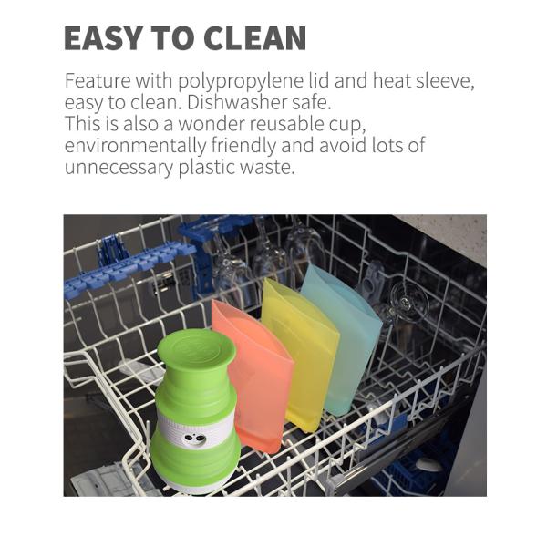 550 мл 18 унций складной силиконовой чашки для кофе Силиконовые бытовые изделия Белый