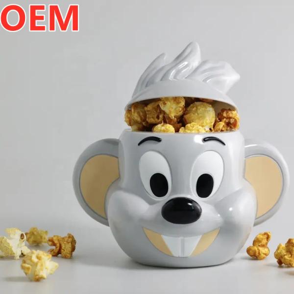 Custom Creative Cartoon Popcorn Bucket Design OEM 3d Recipiente de Popcorn de plástico