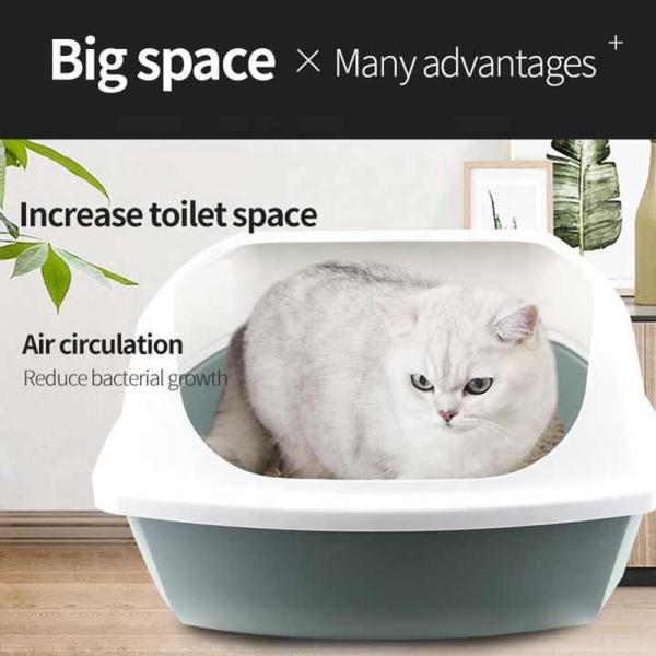 Anti Splashing Brown PET Plastic Semi Enclosed Cat Litter Box For Pet Supplies