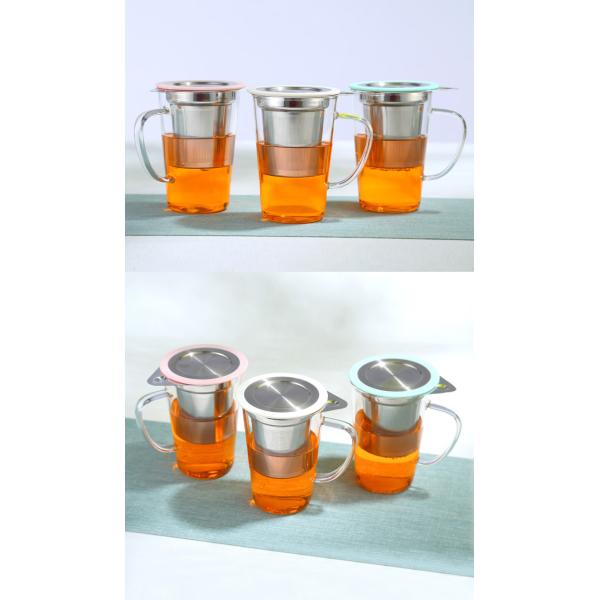 стеклянная кружка чая 350мл с Инфузер и крышкой, 304 чашками чая боросиликатного стекла фильтра нержавеющей стали