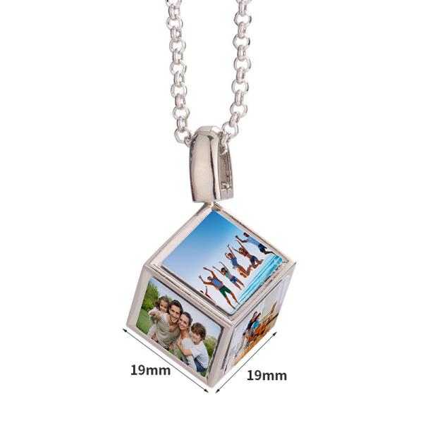 Custom Photo Necklace Gold Silver Sublimation Dice Pendant Necklace