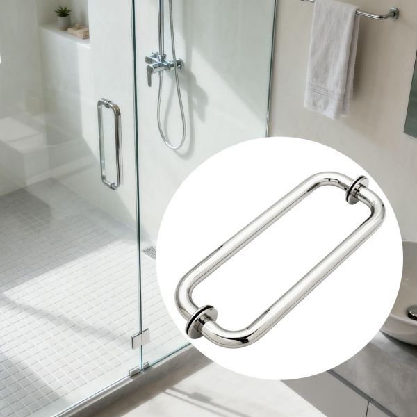 Stainless Steel C-shaped Mirror Surface Bathroom Shower Door Pull Handle Glass Door Tubular Handles