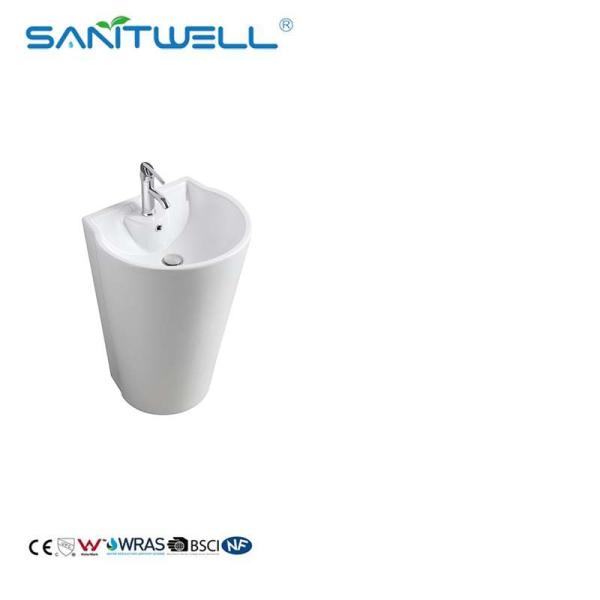 China Suppliers Great Quality Ceramic Pedestal Basins White Color With Overflow Hole Fixing To Wall