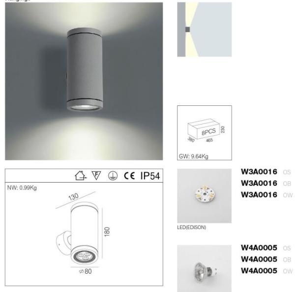 Architecture Outdoor LED Wall Lamp 6W Up / Down Exterior LED Wall Lights